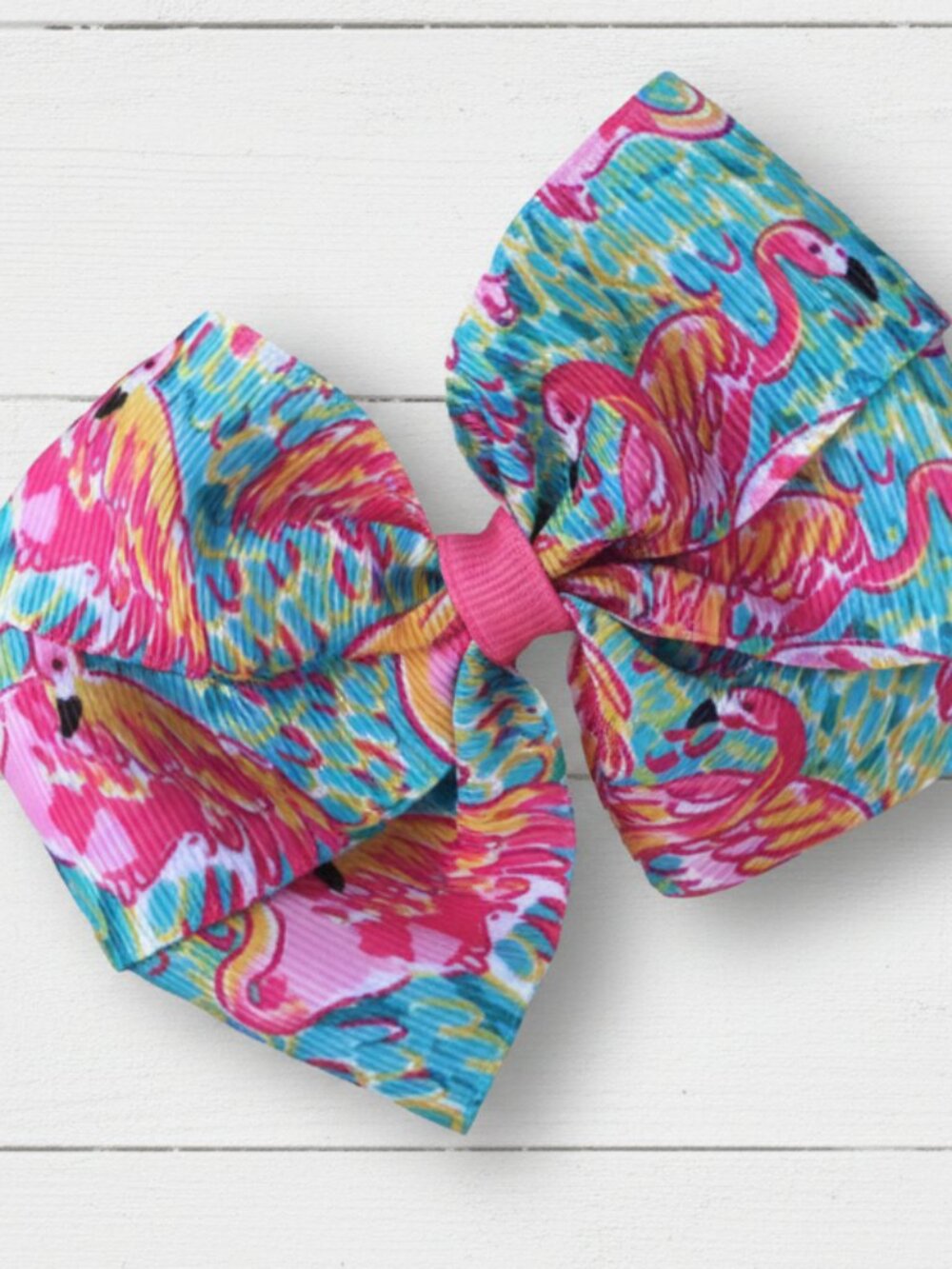 Flamingo Print Hair Bow, girl, clip, preppy, Peel Eat, NWT
